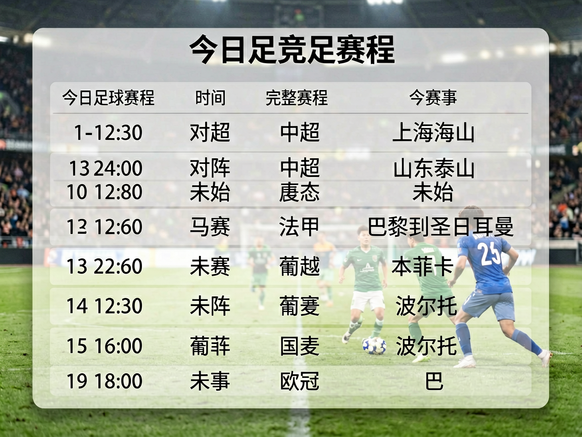 今日足球赛程安排与时间列表